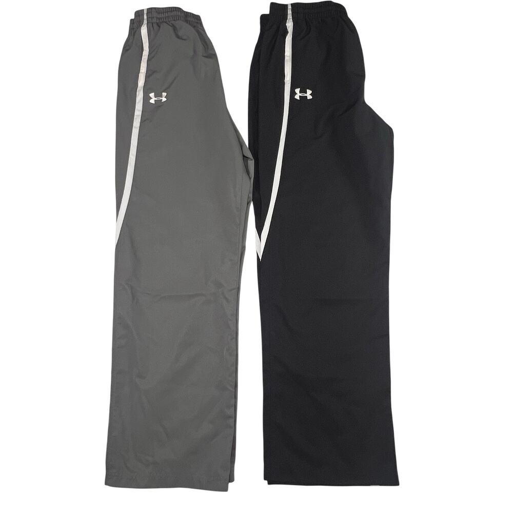 Under Armour Windpants Kid Size YXL Gray Black Lightweight Nylon Casual Lot Of 2